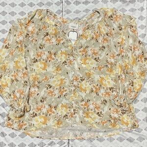 NWT ANDREE by Unit Floral Blouse - Full Button & Blouson Sleeves - Size 1X